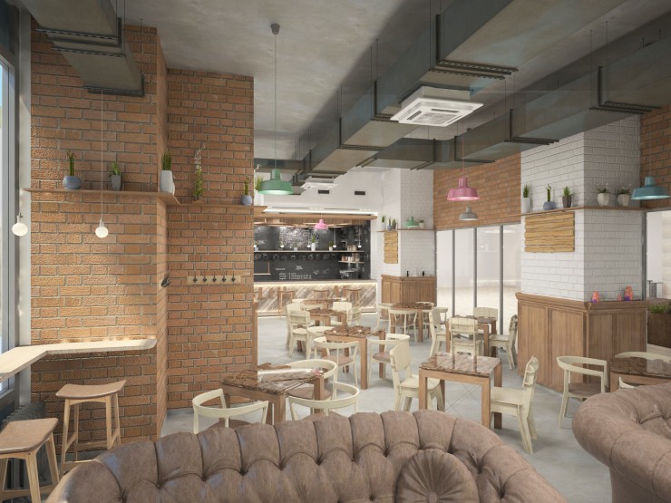 Cafe-style loft and hall