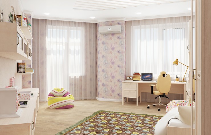 modern interior kids room for girl