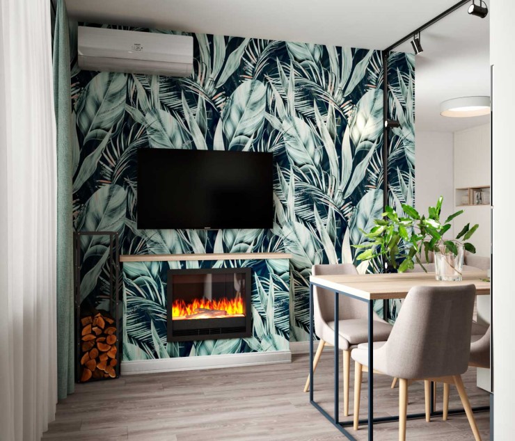 modern apartment tropical print