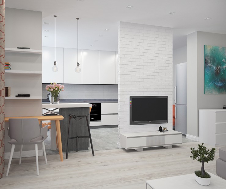 white and orange interior