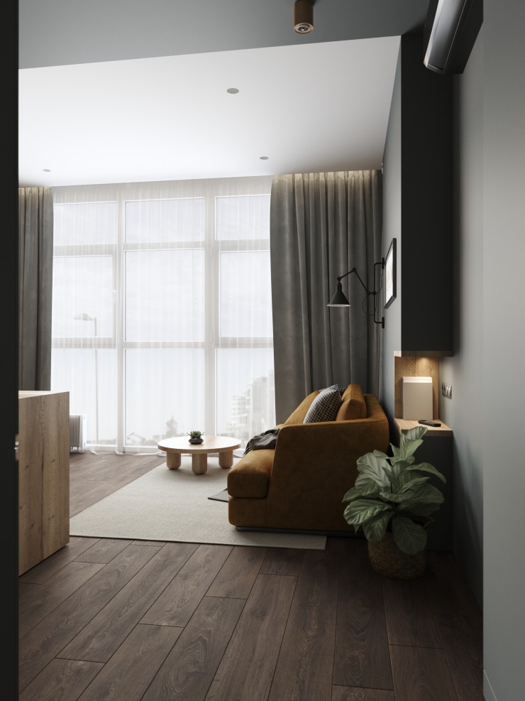 kitchen in dark color