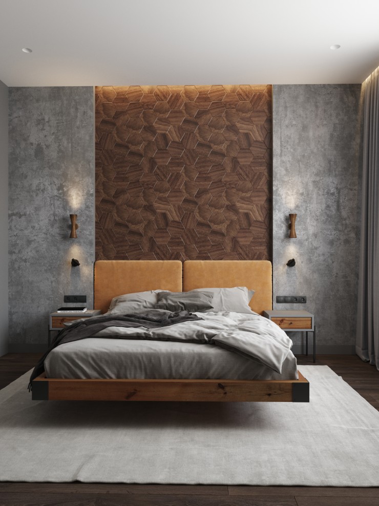 bedroom in dark color