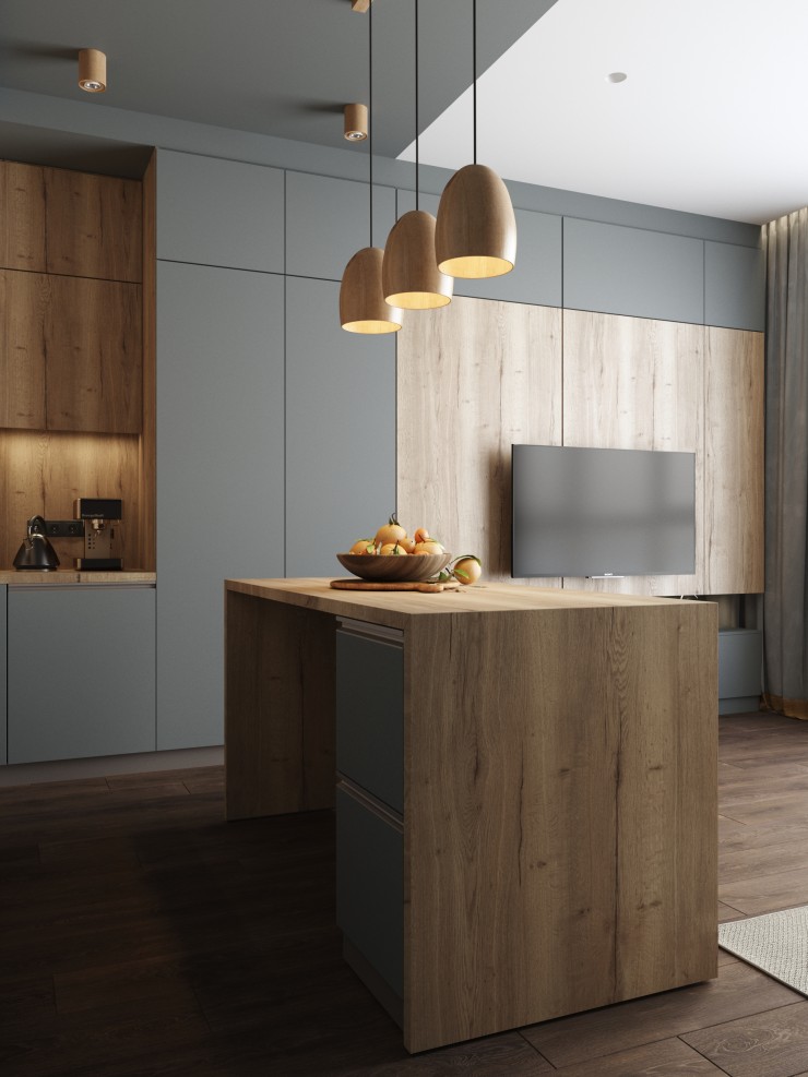 kitchen in dark color