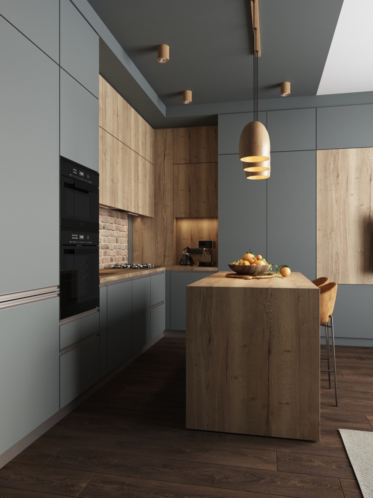 kitchen in dark color