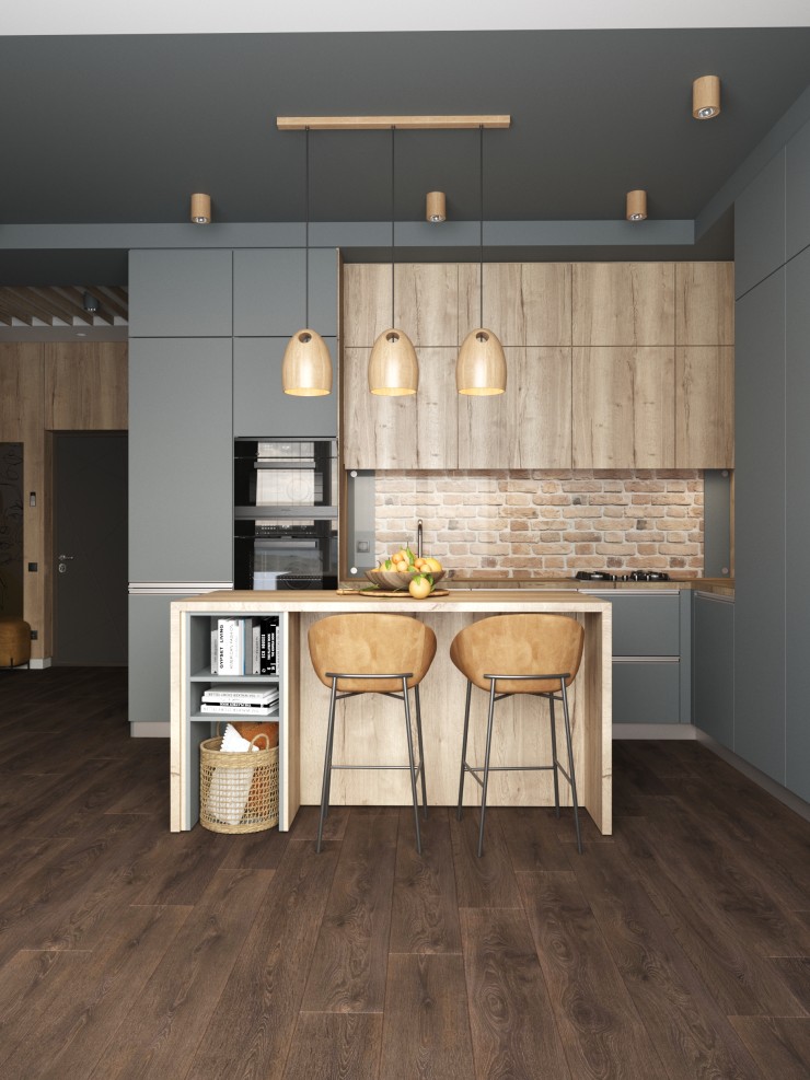 kitchen in dark color
