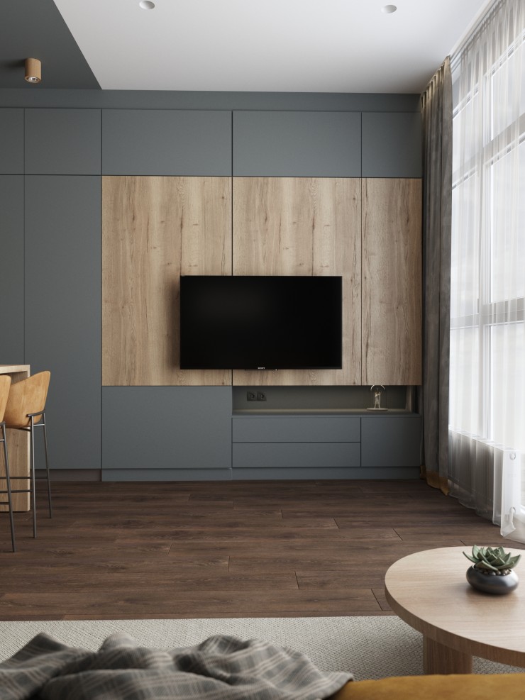 kitchen in dark color
