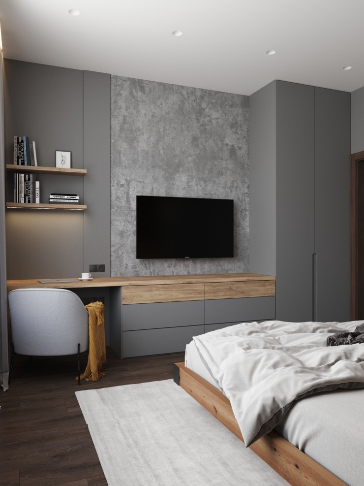 bedroom in dark color